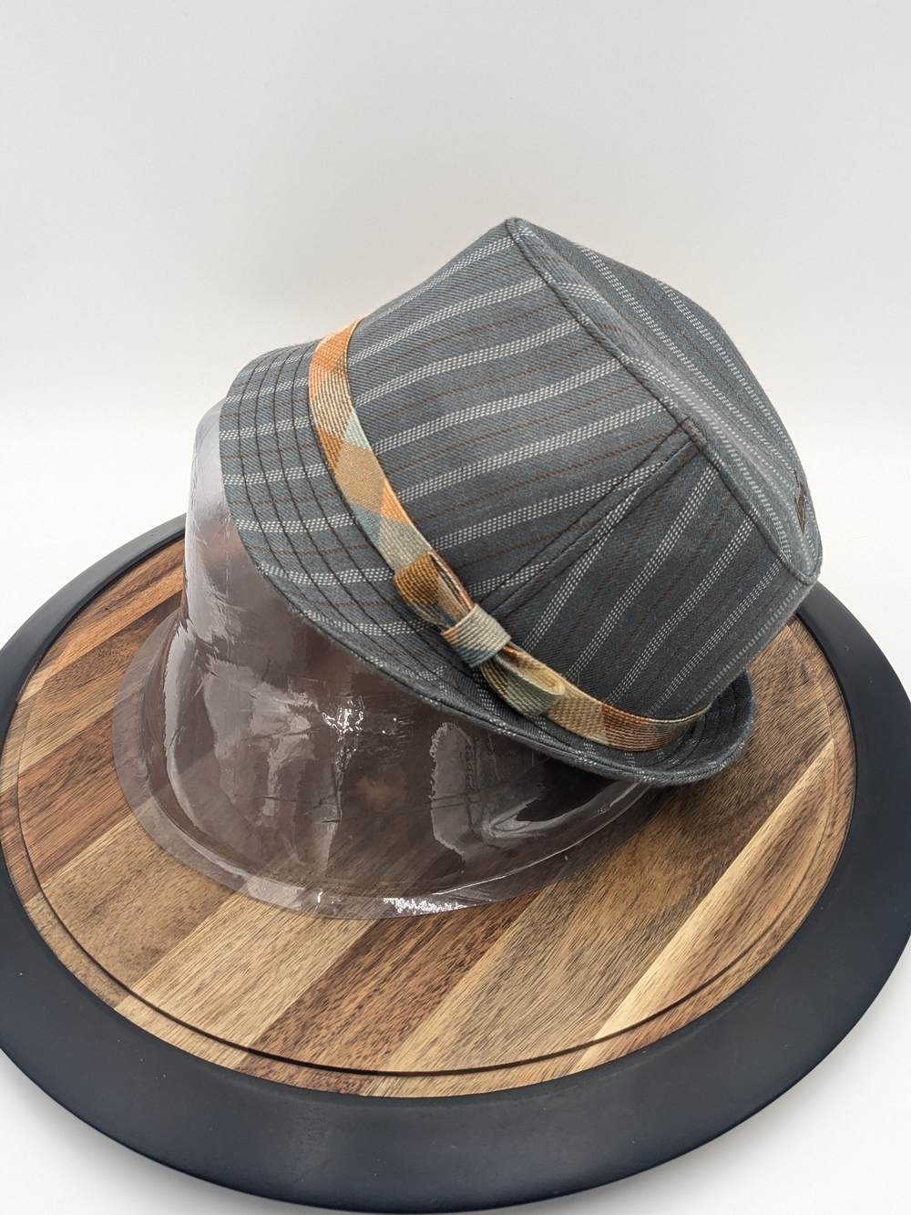 Goorin Bros Necci Slate Gray Striped Fedora In Wool Blend Hat Size Large